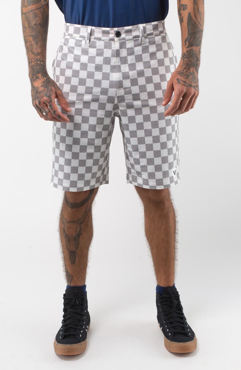 VAST Check Hybrid Board Shorts, Main, color, Heather Grey