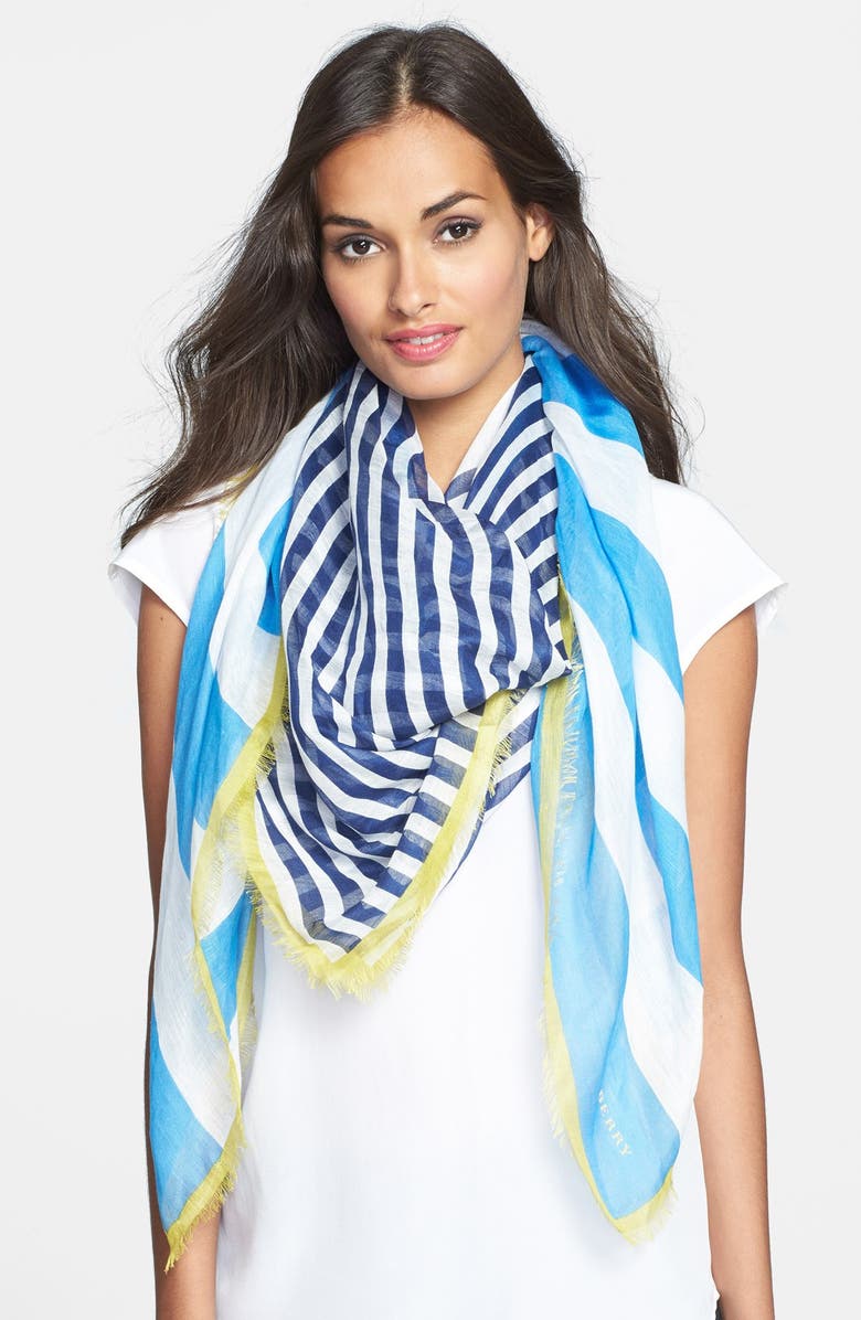 Burberry 'Brit Square' Stripe Square Scarf, Main, color, 