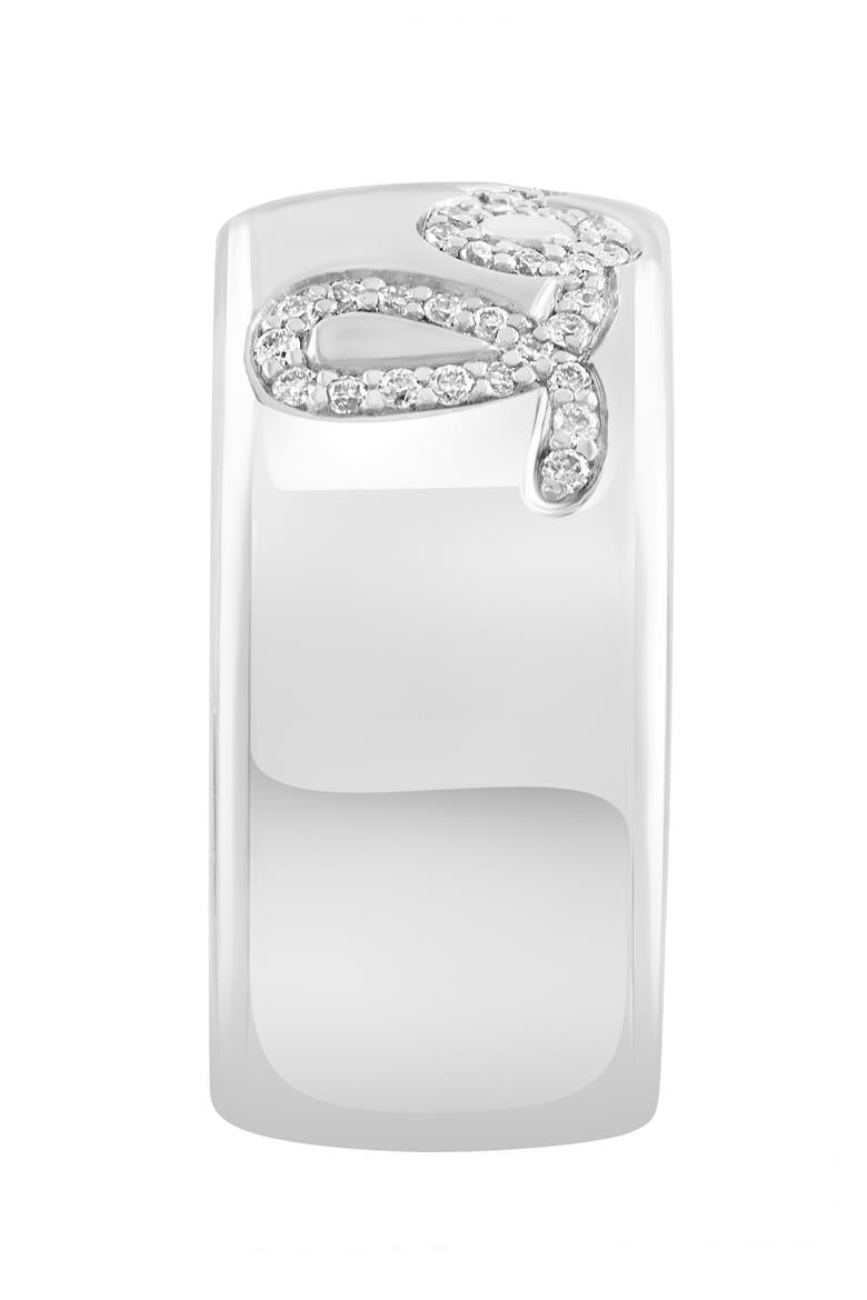 Sterling Silver Pavé Diamond Love Band Ring, Alternate, color, SILVER/ WHITE