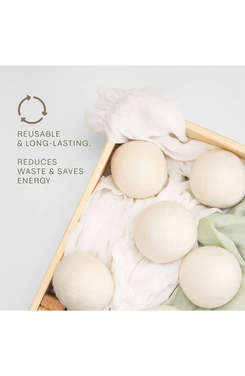 PURSONIC 100% Pure New Zealand Wool Dryer Balls, Alternate, color, White