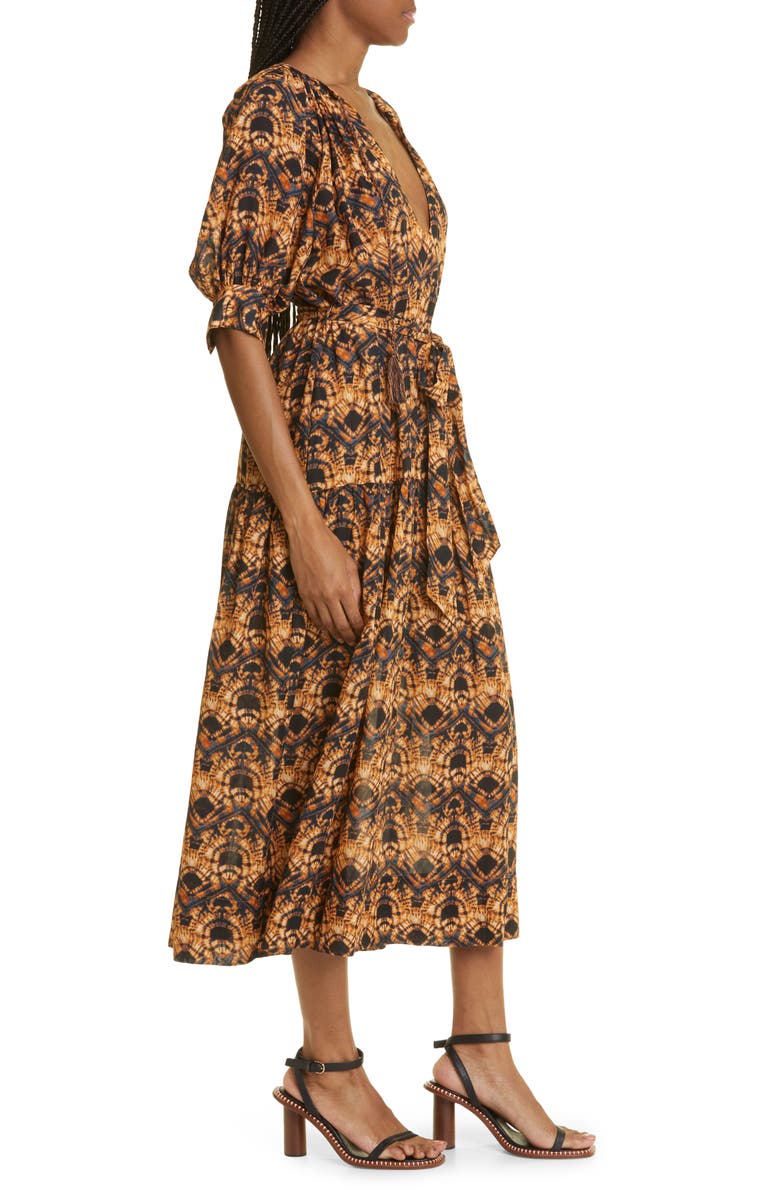 Ulla Johnson Selena Tie Dye Puff Sleeve Cover-Up Maxi Dress, Alternate, color, 
