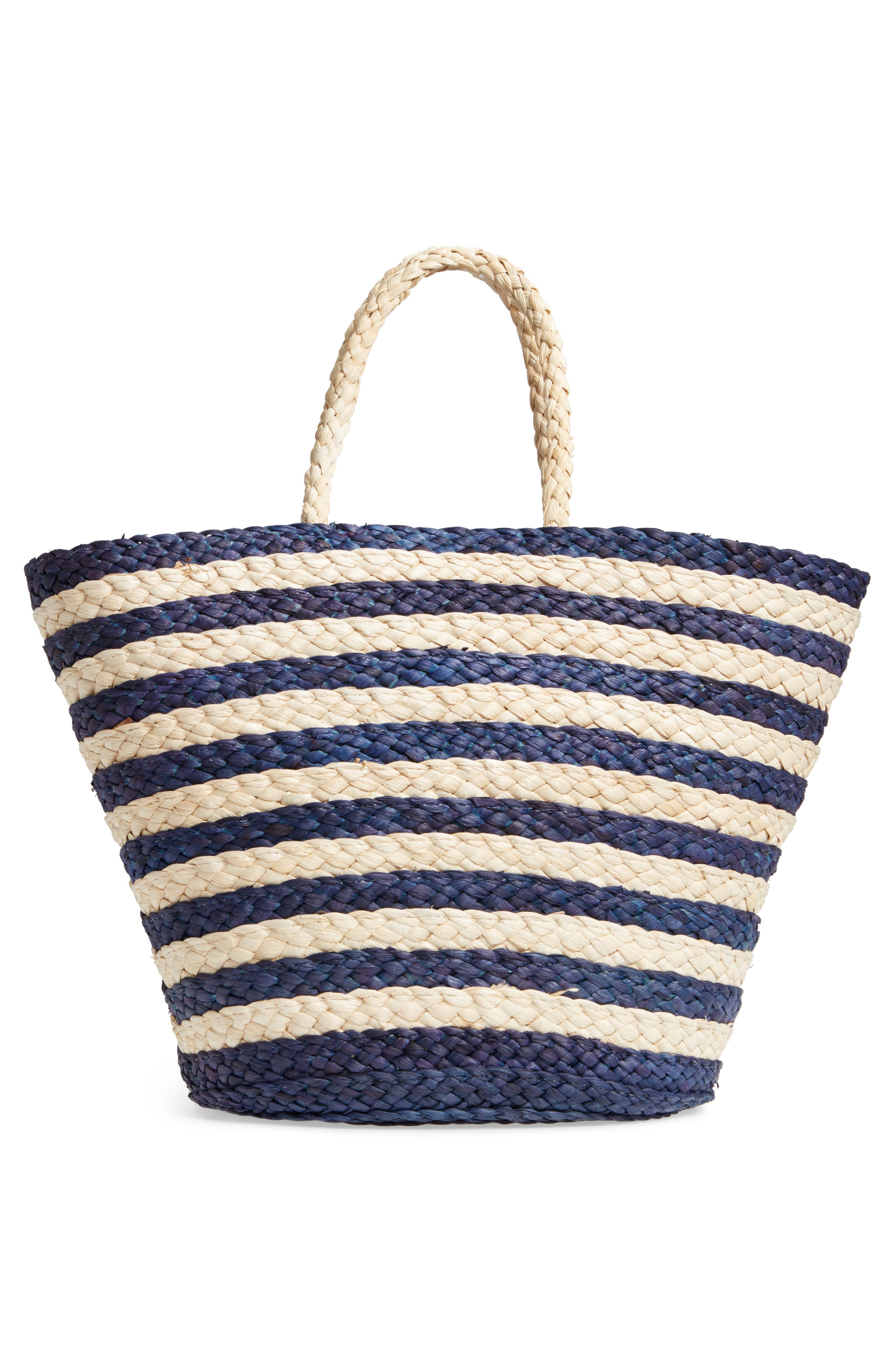 Stripe Woven Cornhusk Tote, Alternate, color, NAVY/ NATURAL