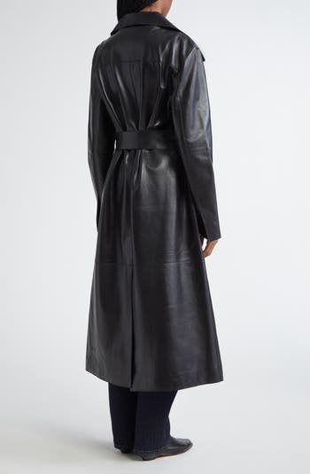 Stand Studio Paris Double Breasted Belted Lambskin Coat