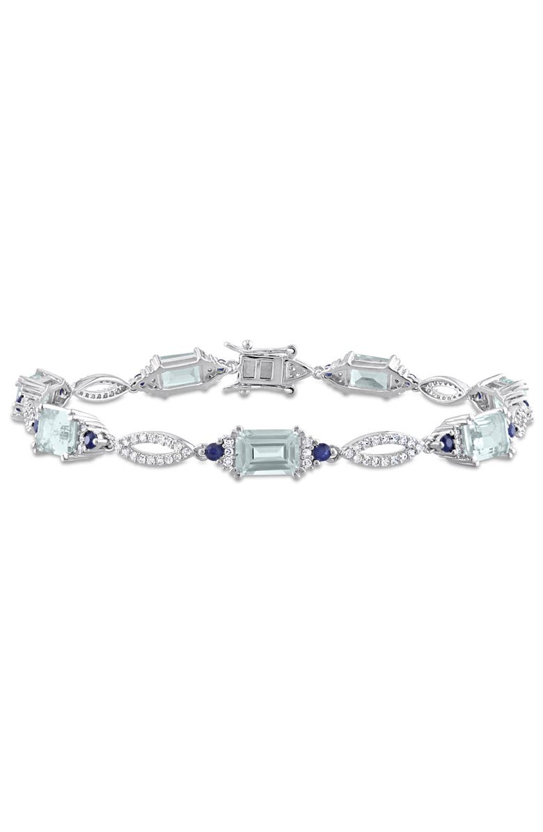 Julianna B. Natural Gemstone & Diamond Fancy Link Bracelet, Main, color, Aquamarine