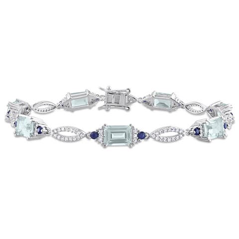 Natural Gemstone & Diamond Fancy Link Bracelet