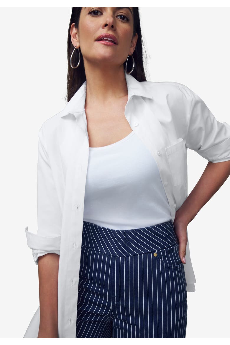 Stretch Cotton Oversized Poplin Shirt, Alternate, color, WHITE CLASSIC PAISLEY