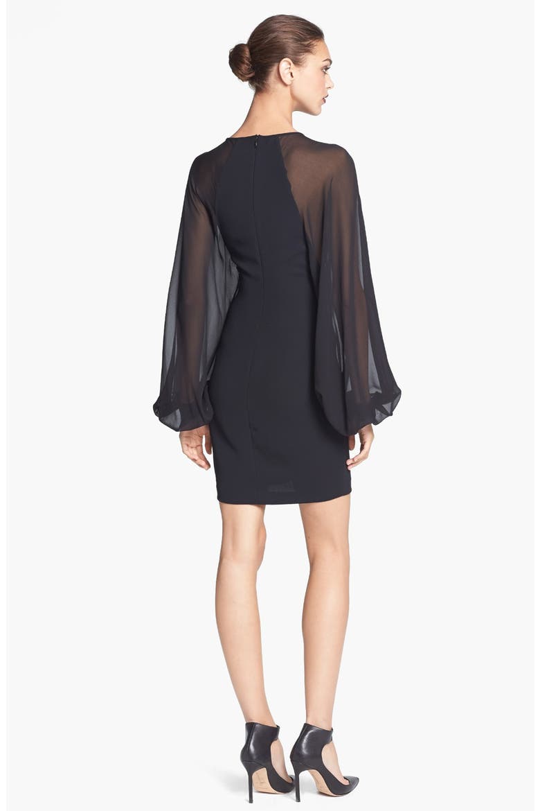 Techno Crepe Illusion Dress, Alternate, color, BLACK