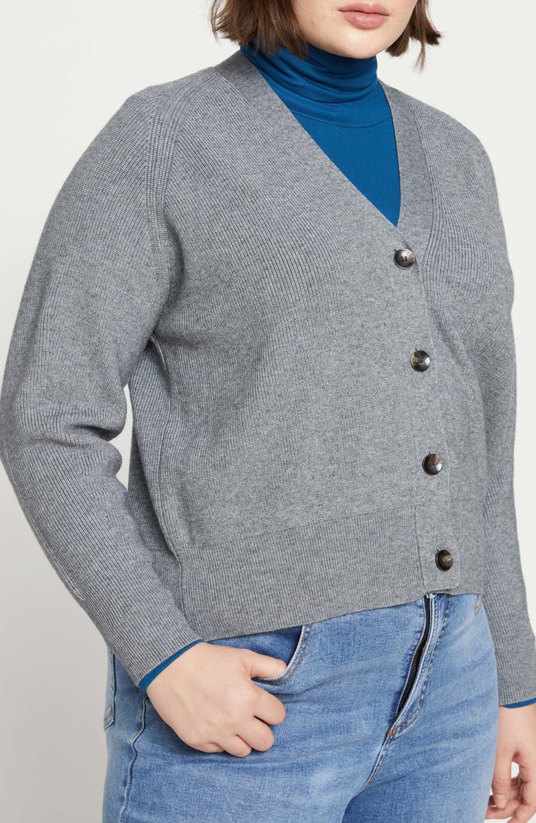 Universal Standard Rib Cardigan, Alternate, color, Graphite