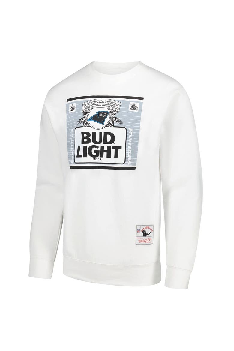Men's Mitchell & Ness x Bud Light White Carolina Panthers The Crest Pullover Sweatshirt, Alternate, color, White