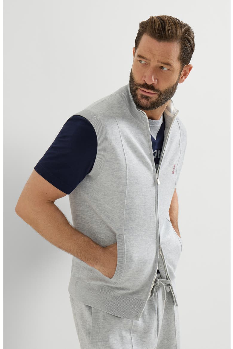 Double knit vest, Alternate, color, Pebble