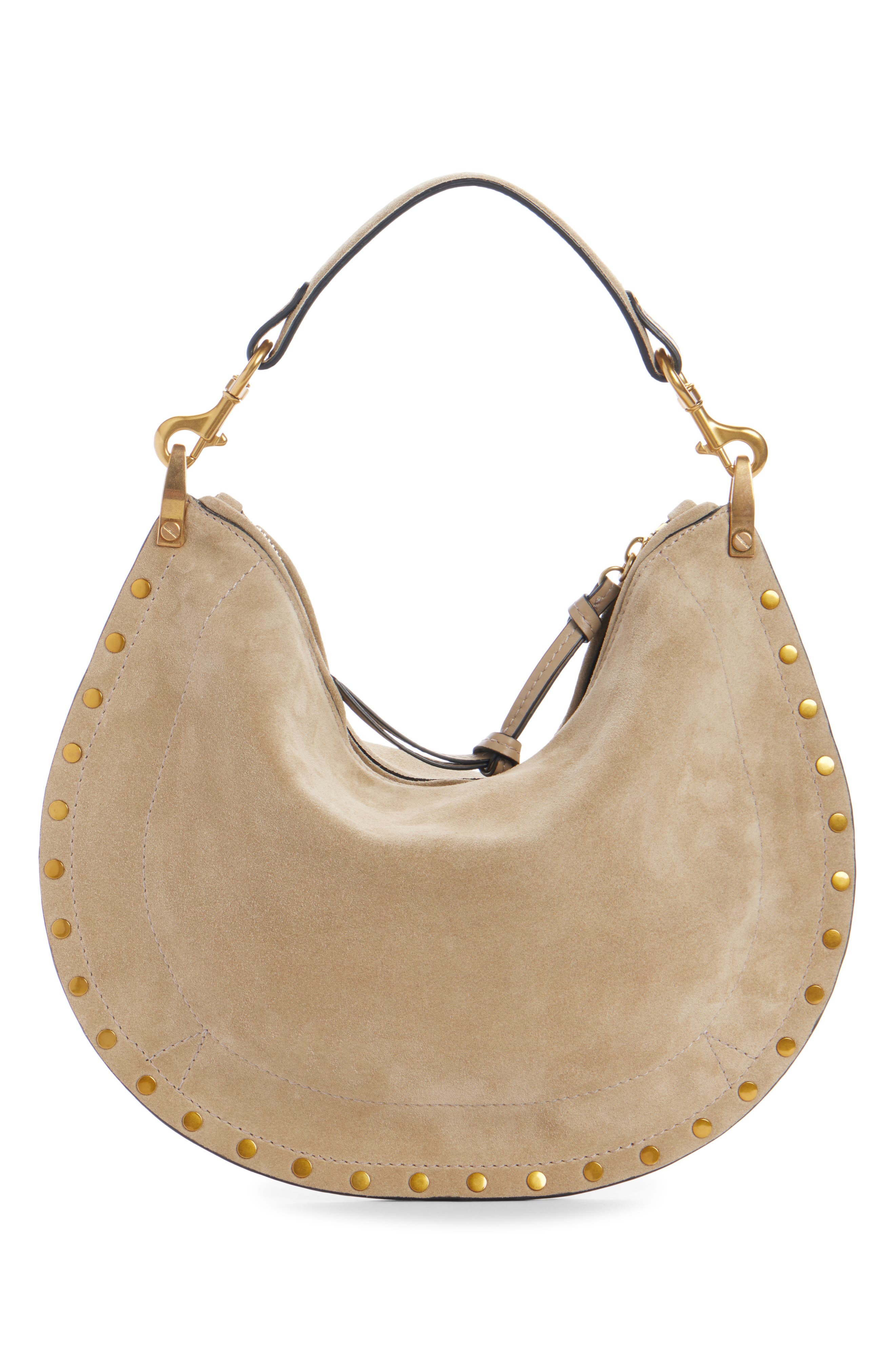 Isabel Marant Oskan Soft Zipped Shoulder Bag, Alternate, color, Light Beige