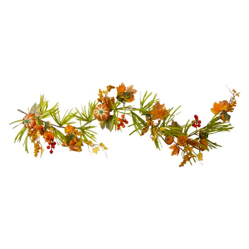 Northlight Pumpkins And Berries With Leaves Artificial Thanksgiving Garland Unlit, 5' X 10" In Multi