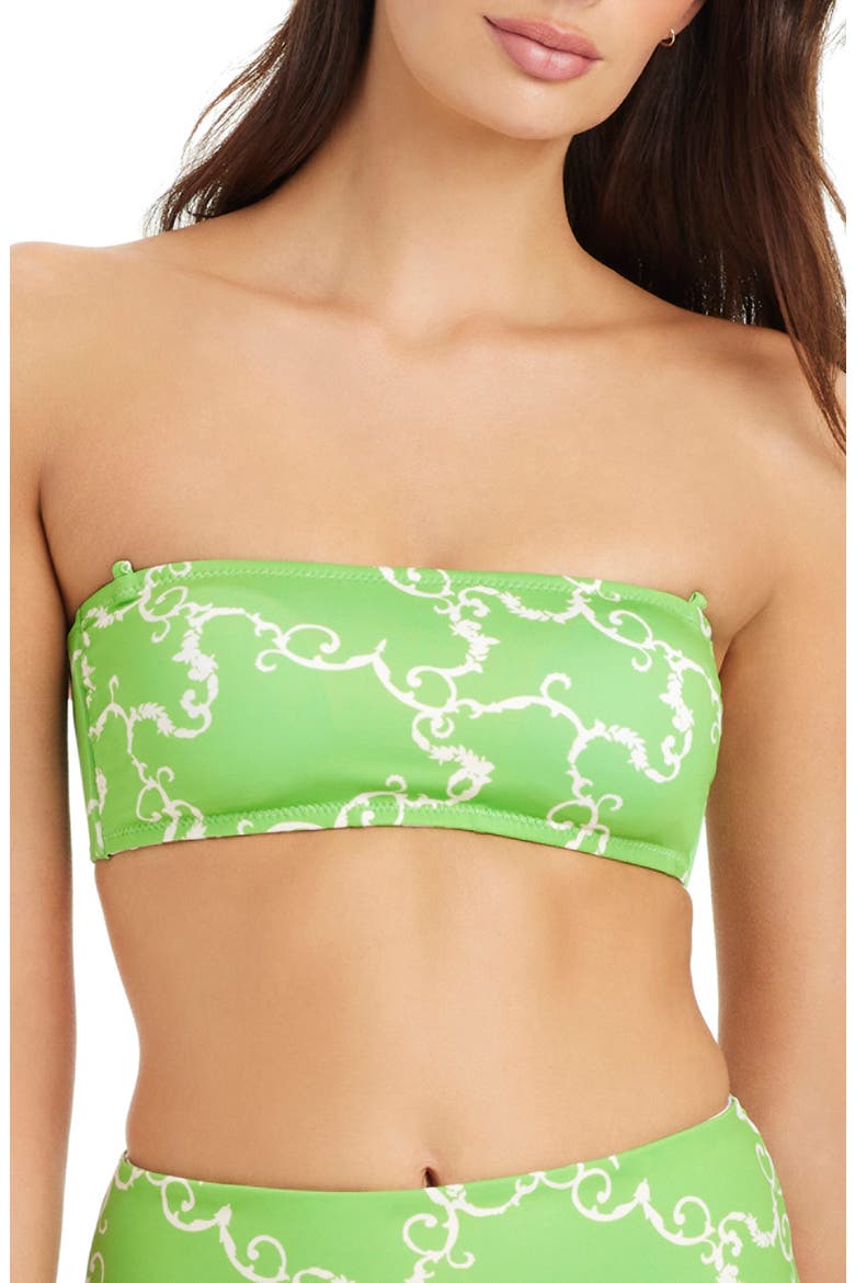 Reversible Bandeau Bikini Top with Removable Straps, Main, color, GREEN MULTI