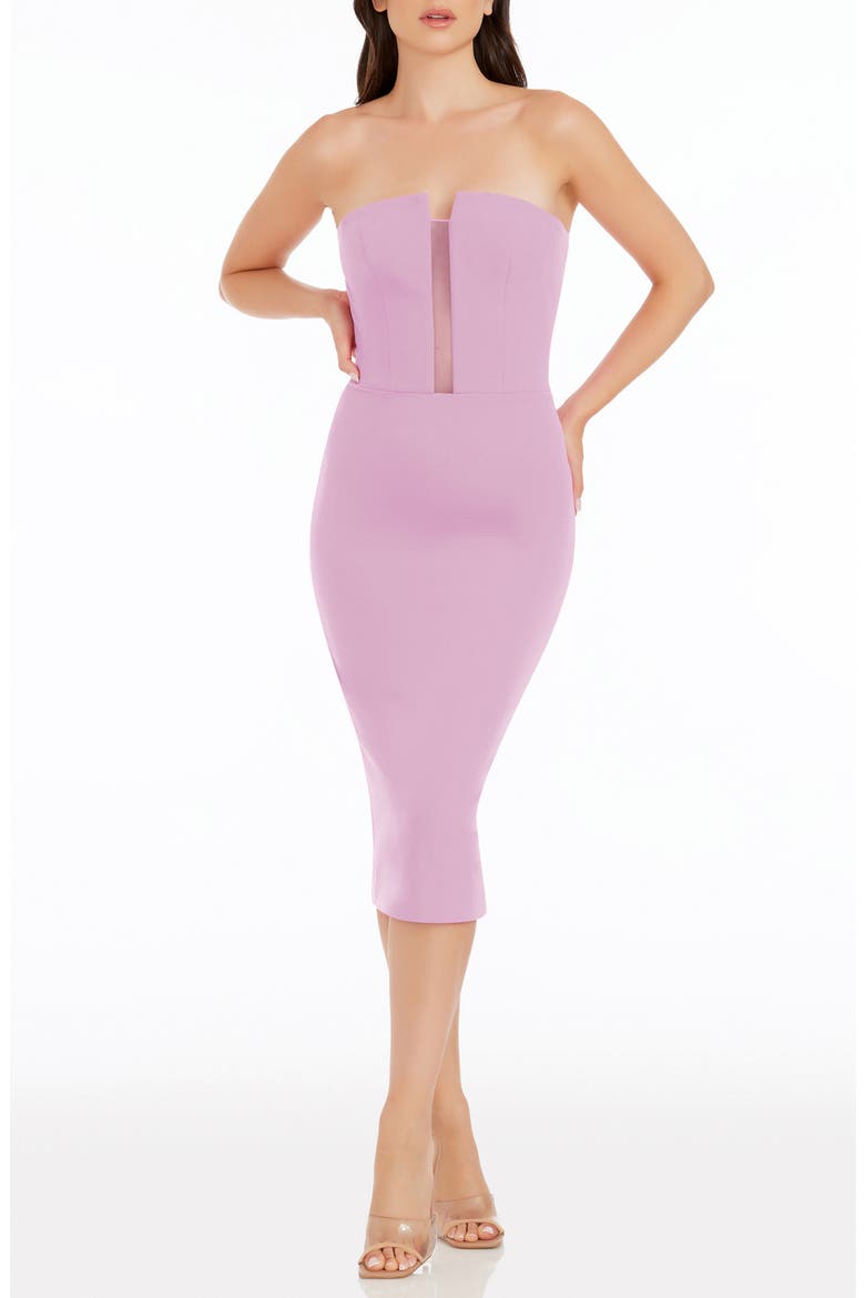 Erica Strapless Cocktail Sheath Dress, Main, color, LAVENDER