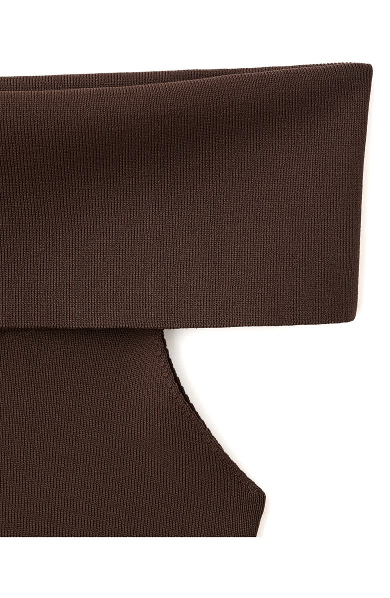 MANGO Off the Shoulder Knit Top, Alternate, color, Chocolate
