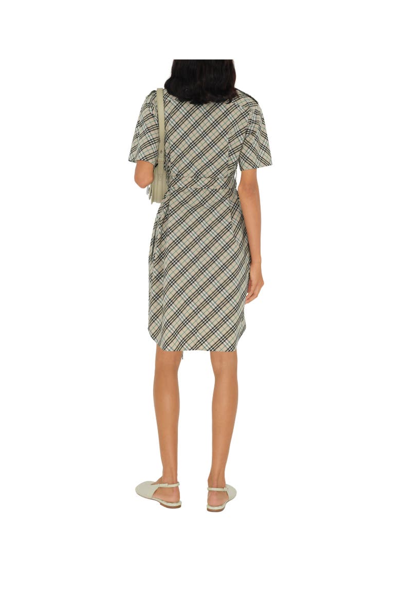 Check Cotton Shirt Dress, Alternate, color, Husk