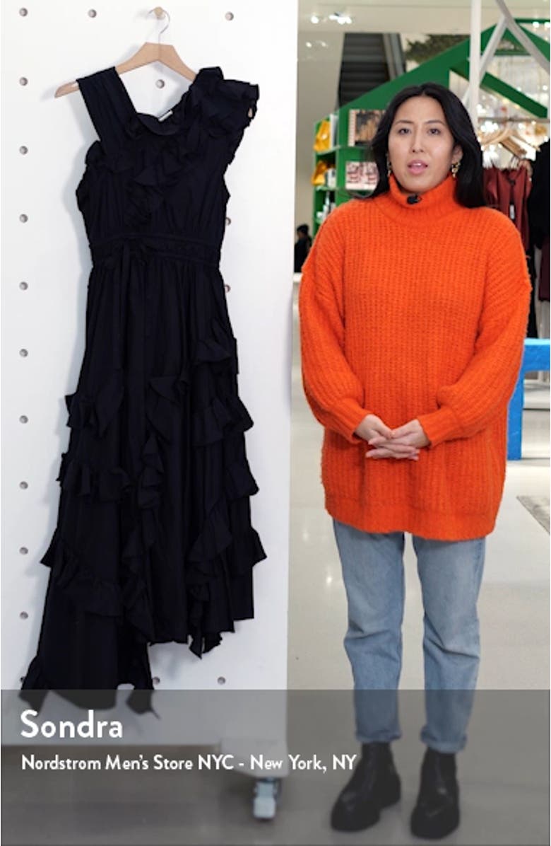 Imogen Ruffle Asymmetrical Cotton Wrap Dress, sales video thumbnail