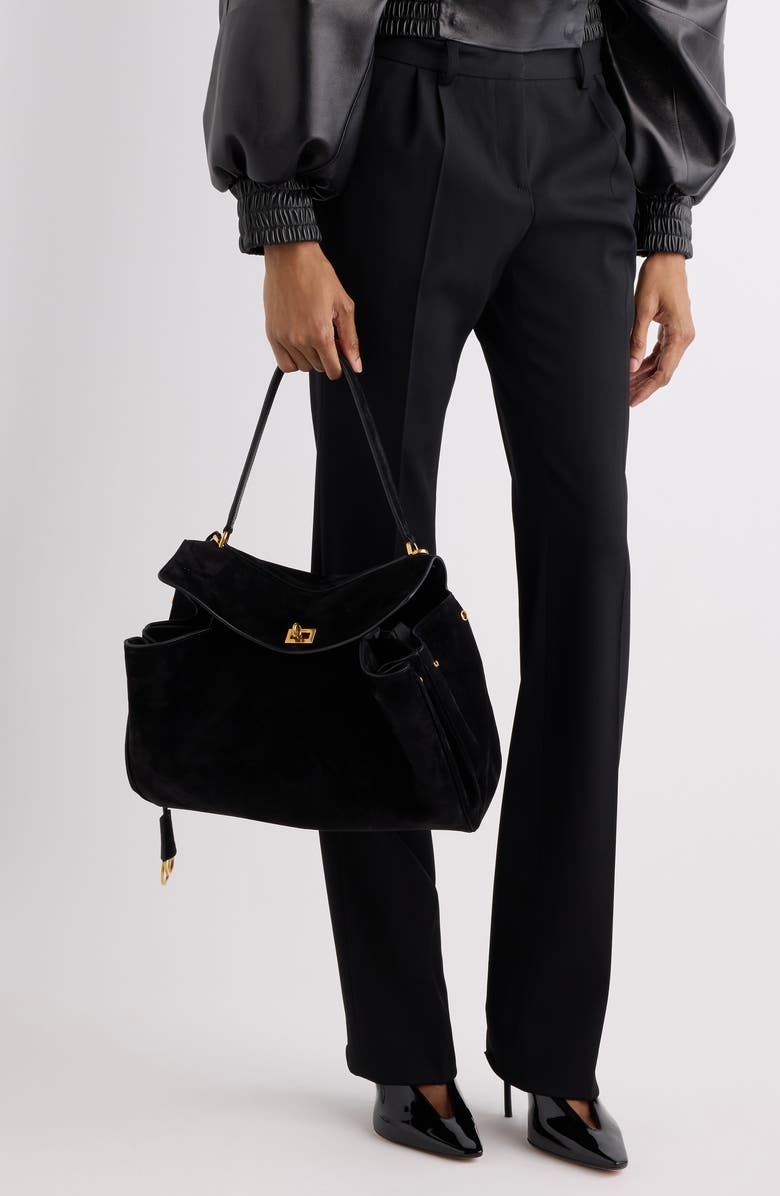 Balenciaga Medium Rodeo Suede Top Handle Bag, Alternate, color, 1000 Black