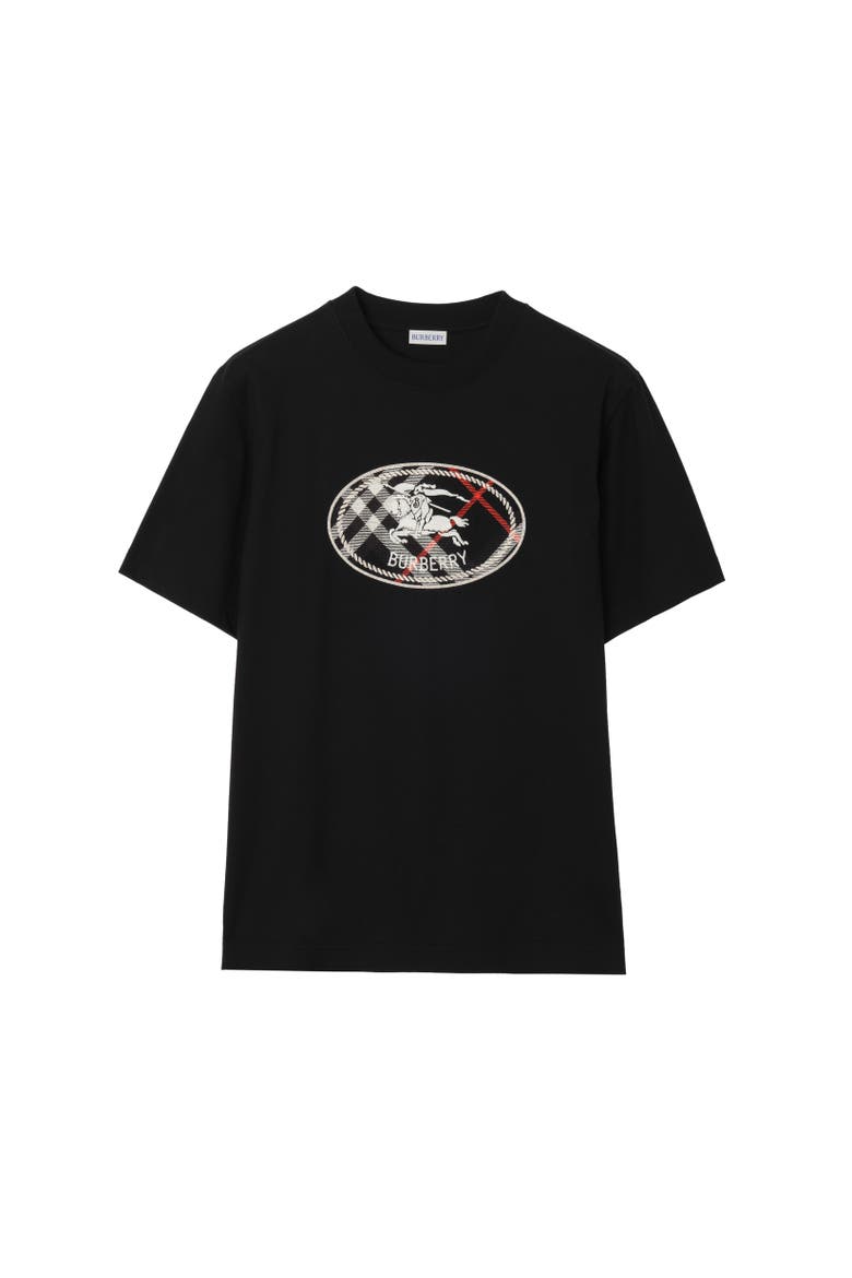 Check Knight Stamp Cotton T-shirt, Alternate, color, Black
