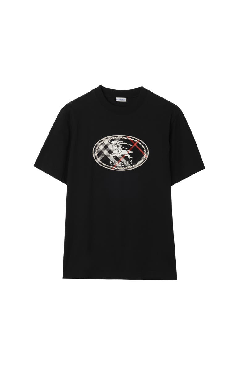 Burberry Check Knight Stamp Cotton T-shirt, Alternate, color, Black