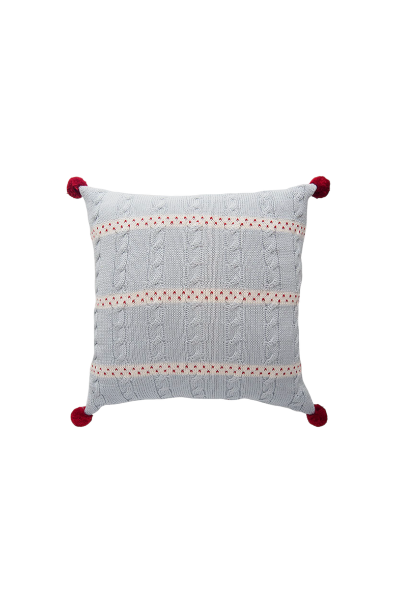 14" Grey Cable-Knit Pillow, Main, color, Grey