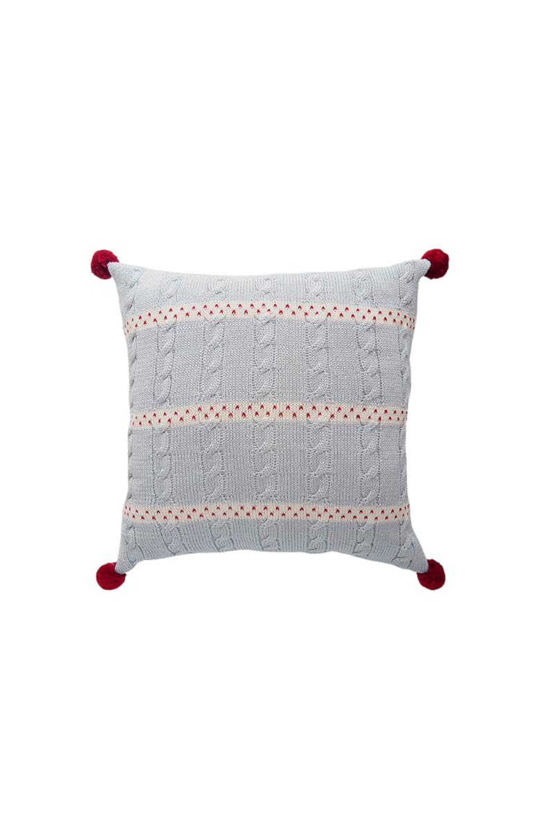 Melange Collection 14" Grey Cable-Knit Pillow, Main, color, Grey