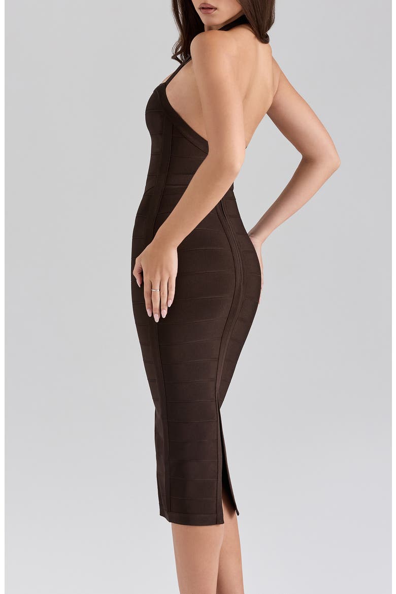 The Supermodel Halter Neck Bandage Midi Dress, Alternate, color, CHOCOLATE