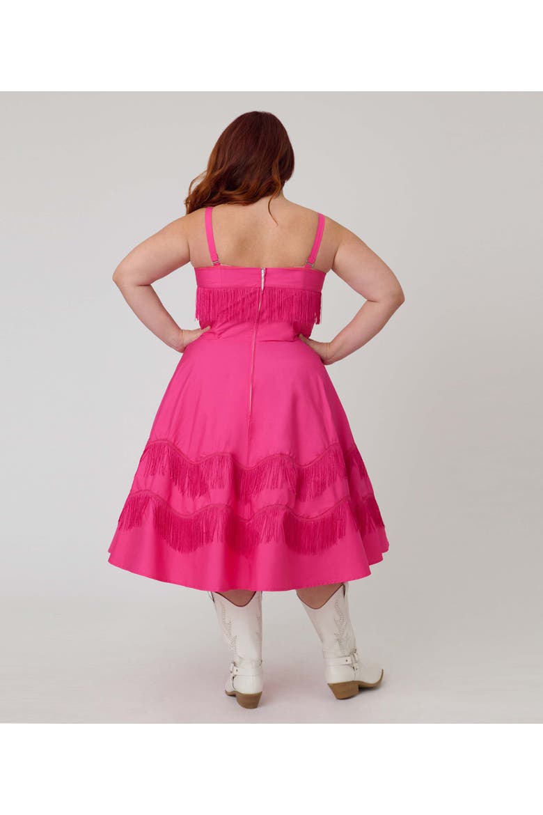 Plus Size Fringe Swing Dress, Alternate, color, Pink & Black w/ Barbie Logo