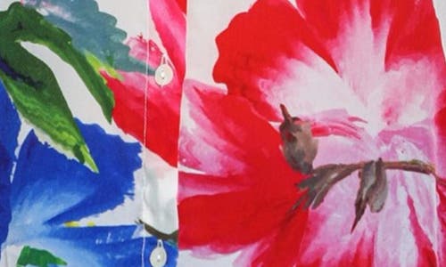 Apny Floral Button-up Shirt In Red Multi