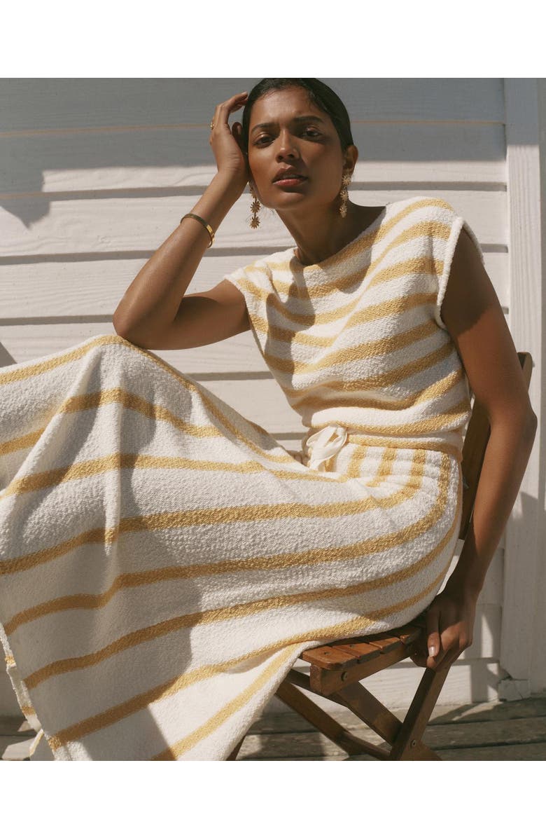 MINT VELVET Cotton Blend Striped Midi Dress, Alternate, color, Yellow