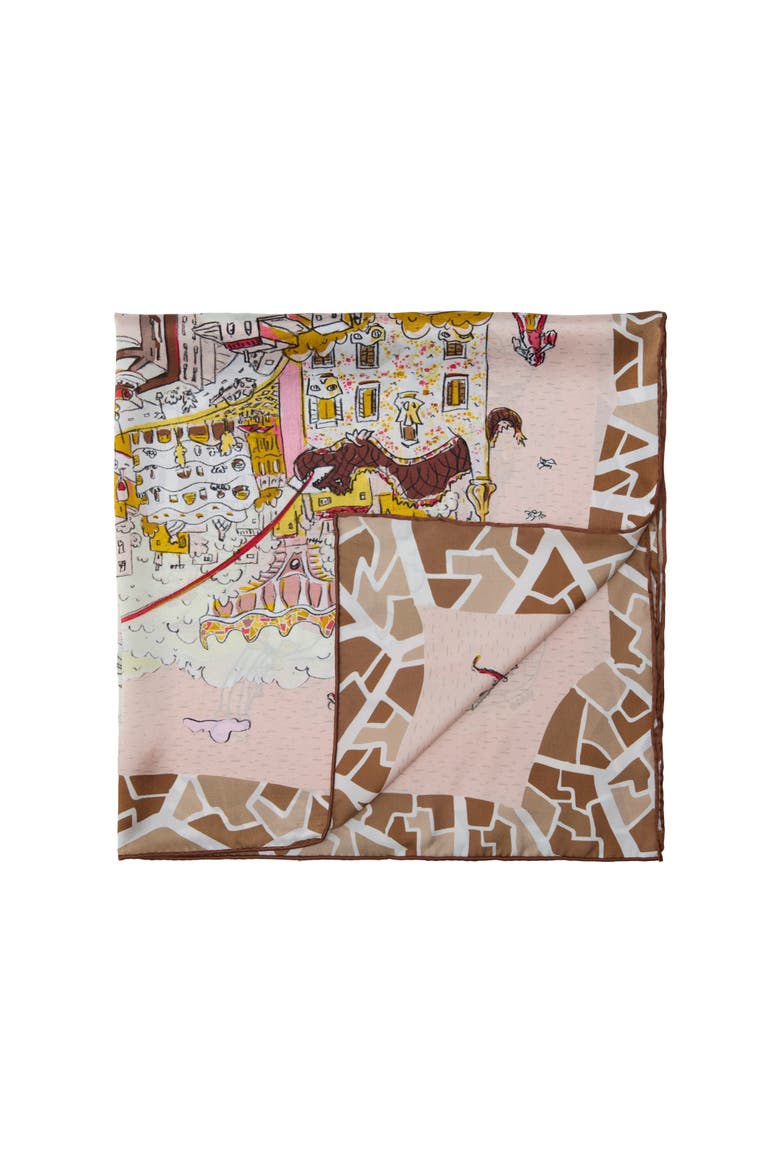 Barcelona Silk Square Scarf 26, Alternate, color, Gothic Brown