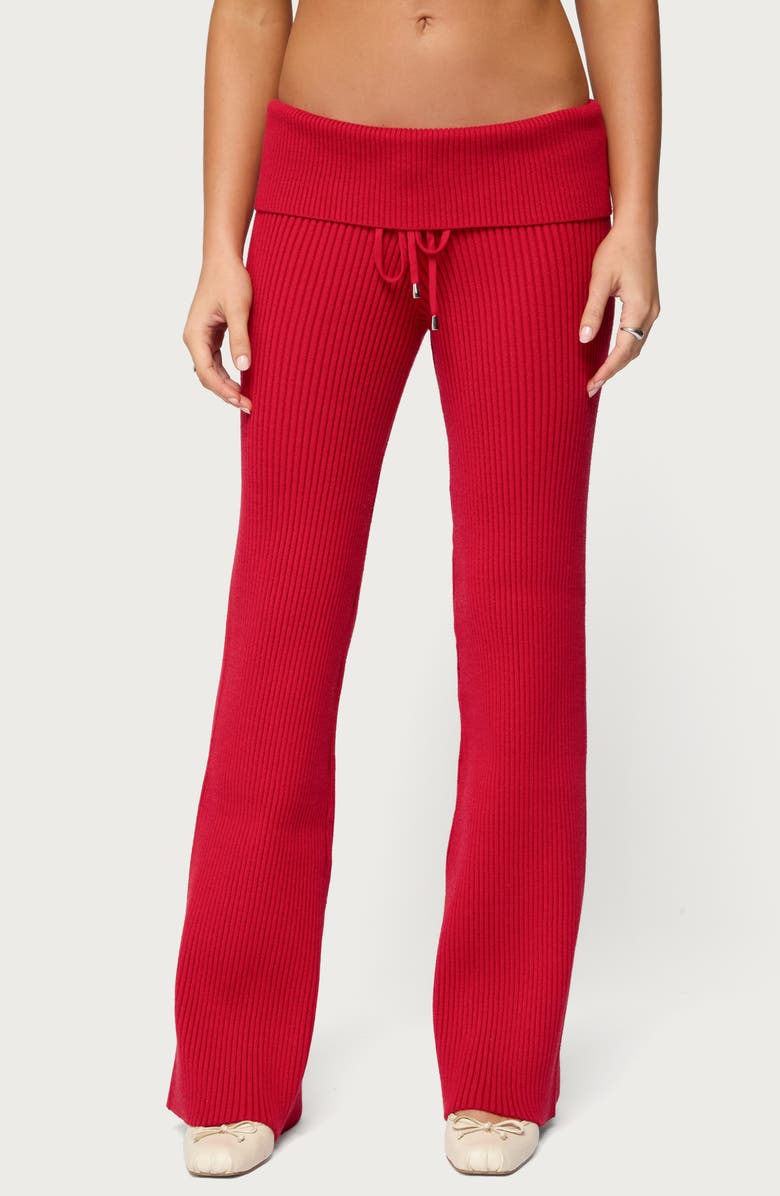 EDIKTED Adannah Foldover Rib Pants, Main, color,
