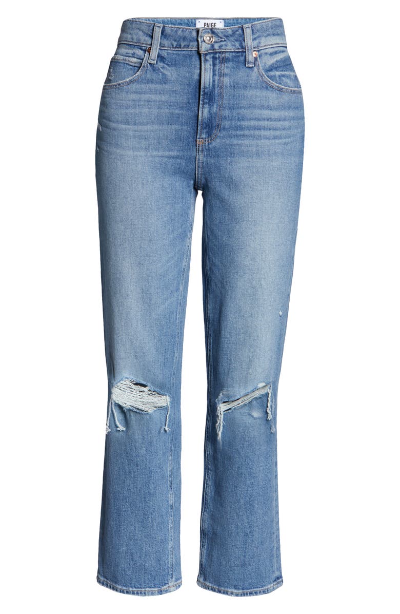 PAIGE Sarah High Waist Ripped Skinny Jeans, Alternate, color, Solera