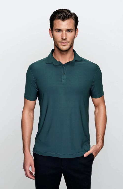 24sevenmen Wrinkle Resistant 3 Button Polo Shirt In Green