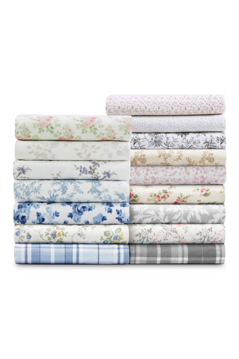 Faye Toile Cotton Flannel Sheet Set, Alternate, color, BLACK