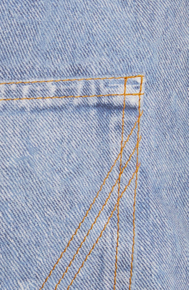 Bottega Veneta Denim Print Straight Leg Leather Pants, Alternate, color, 4942 Light Blue