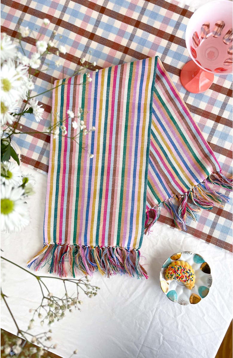 Archive New York Valentina Rainbow Striped Handwoven Cotton Kitchen Towel, Alternate, color, Rainbow