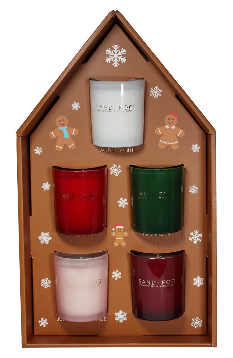 SAND AND FOG 5-Piece Gingerbread House Candle Box Set, Main, color,