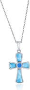 SIMONA Larimar & Cubic Zirconia Cross Pendant Necklace