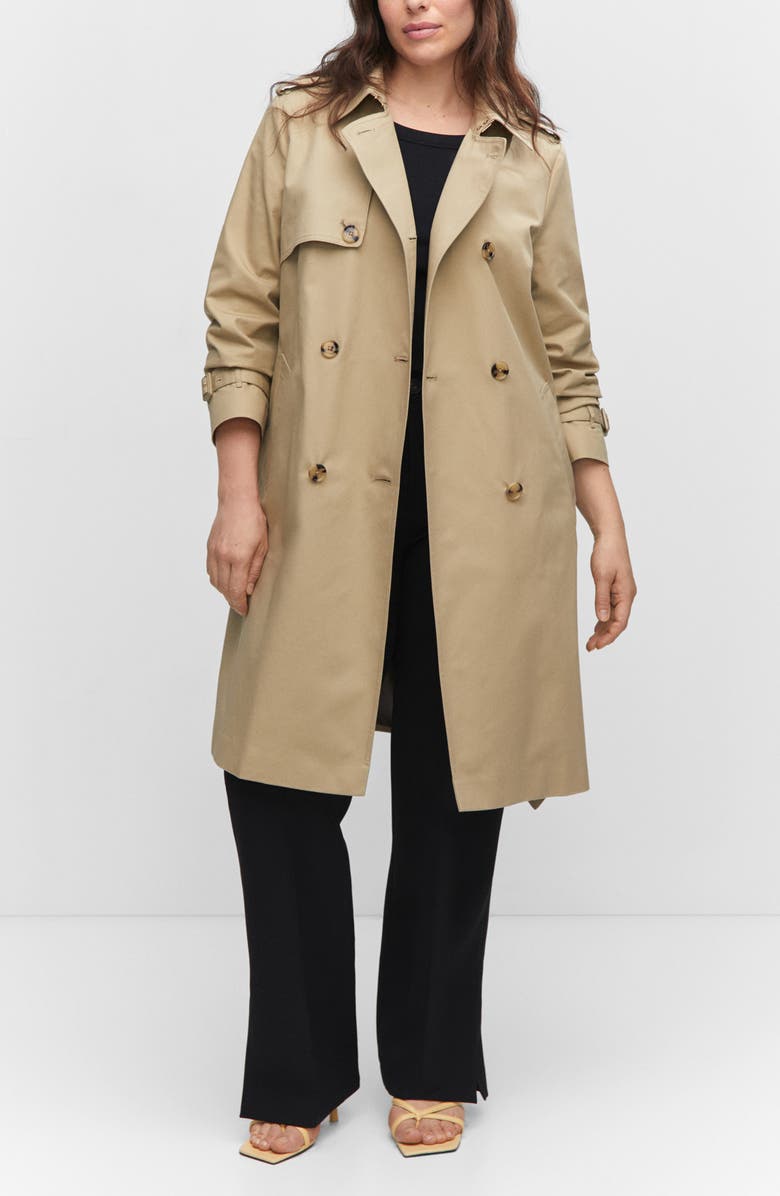 MANGO Classic Double Breasted Water Repellent Cotton Trench Coat, Alternate, color, 