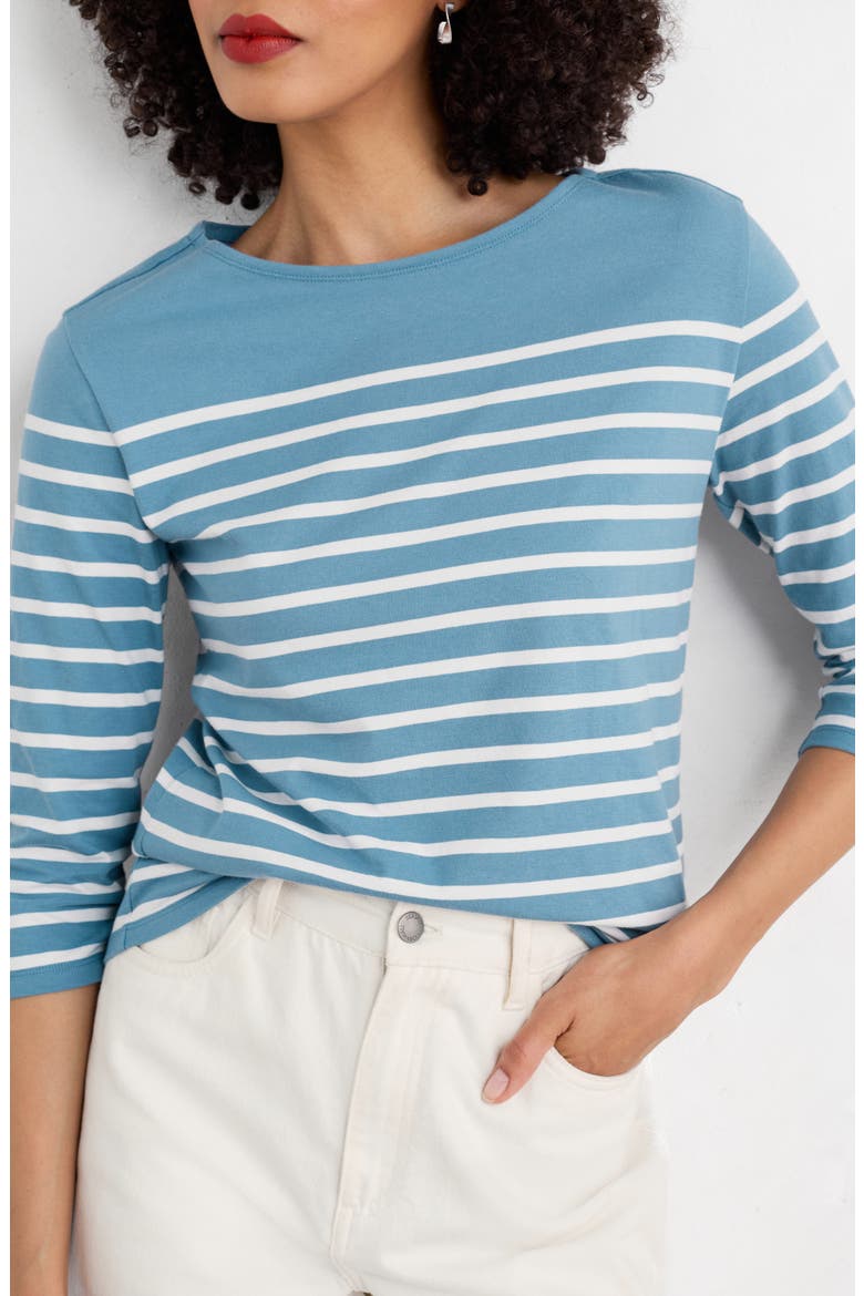 Sailor Stripe Organic Cotton Top, Main, color, FALMOUTH BRETON HORIZON CHALK