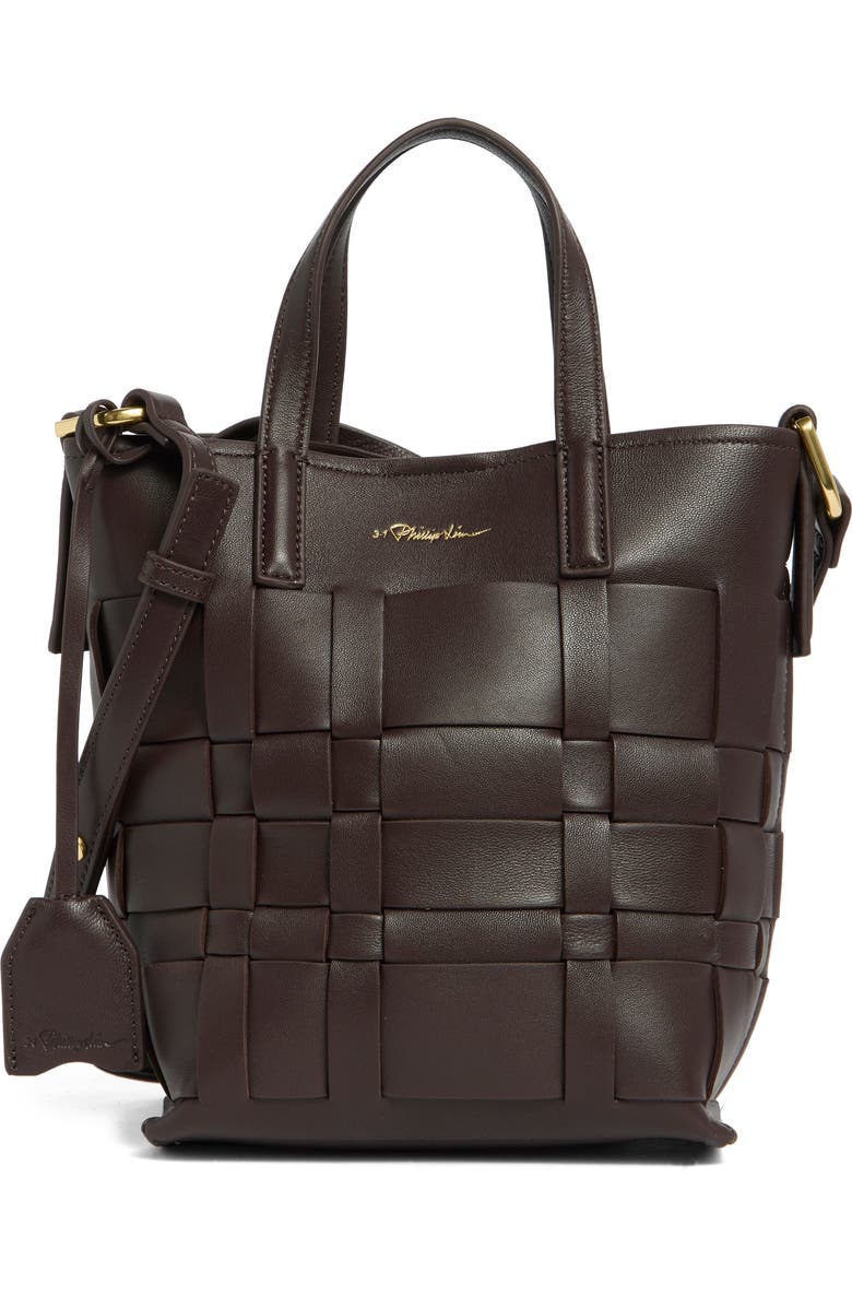 3.1 Phillip Lim Odita Leather Lattice Bucket Bag, Main, color, Chocolate