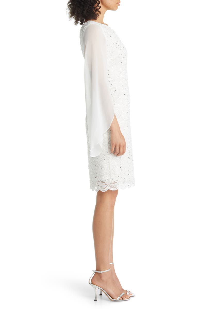 Connected Apparel Women's Cape Long Sleeve Lace Cocktail Dress, Alternate, color,
