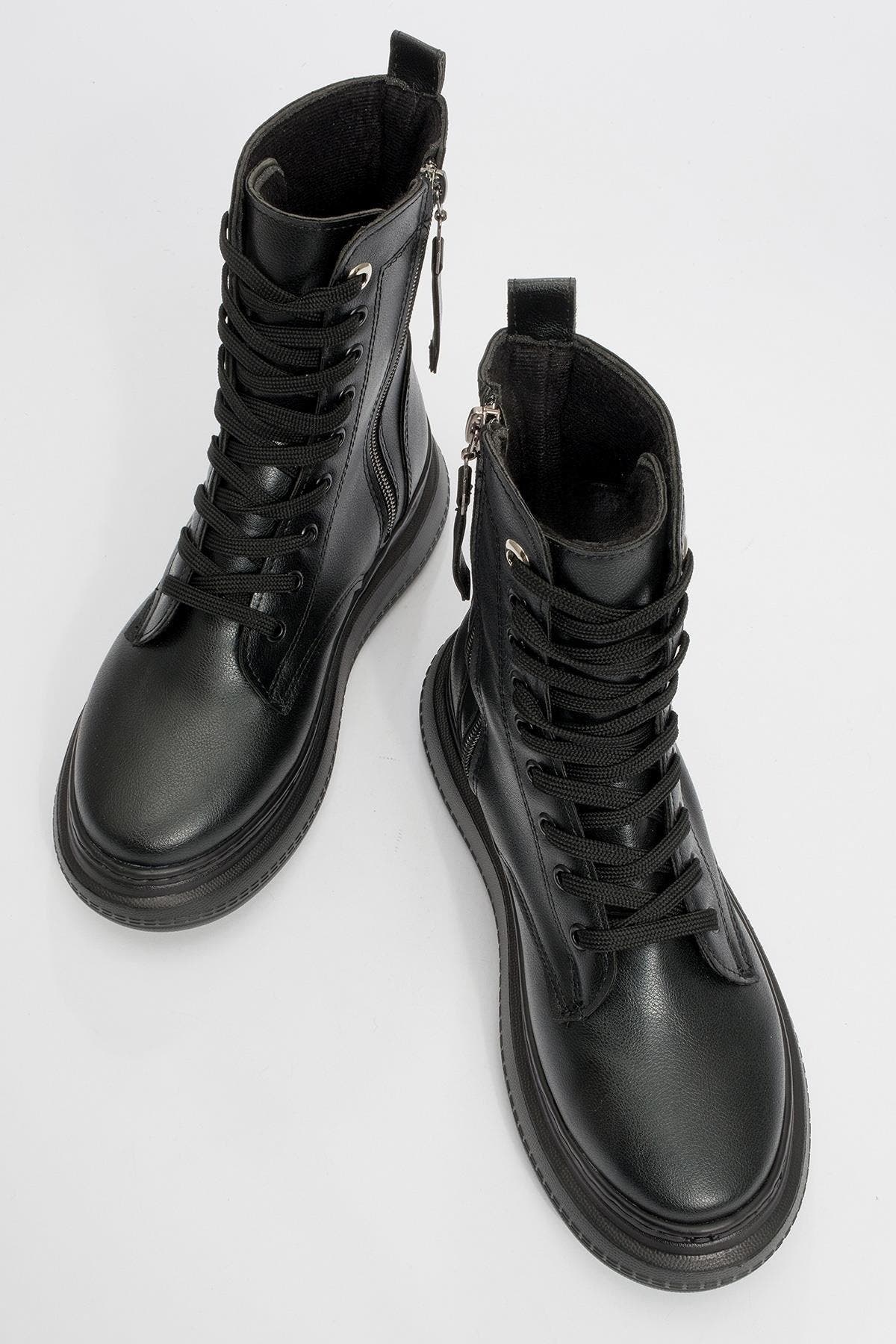 Forever 
Always Shoes Nicolas Leather Combat Boot, Alternate, color, Black Leather