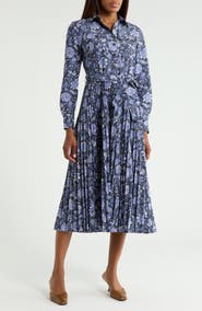 Derek Lam 10 Crosby Kenza Pleated Long Sleeve Shirtdress