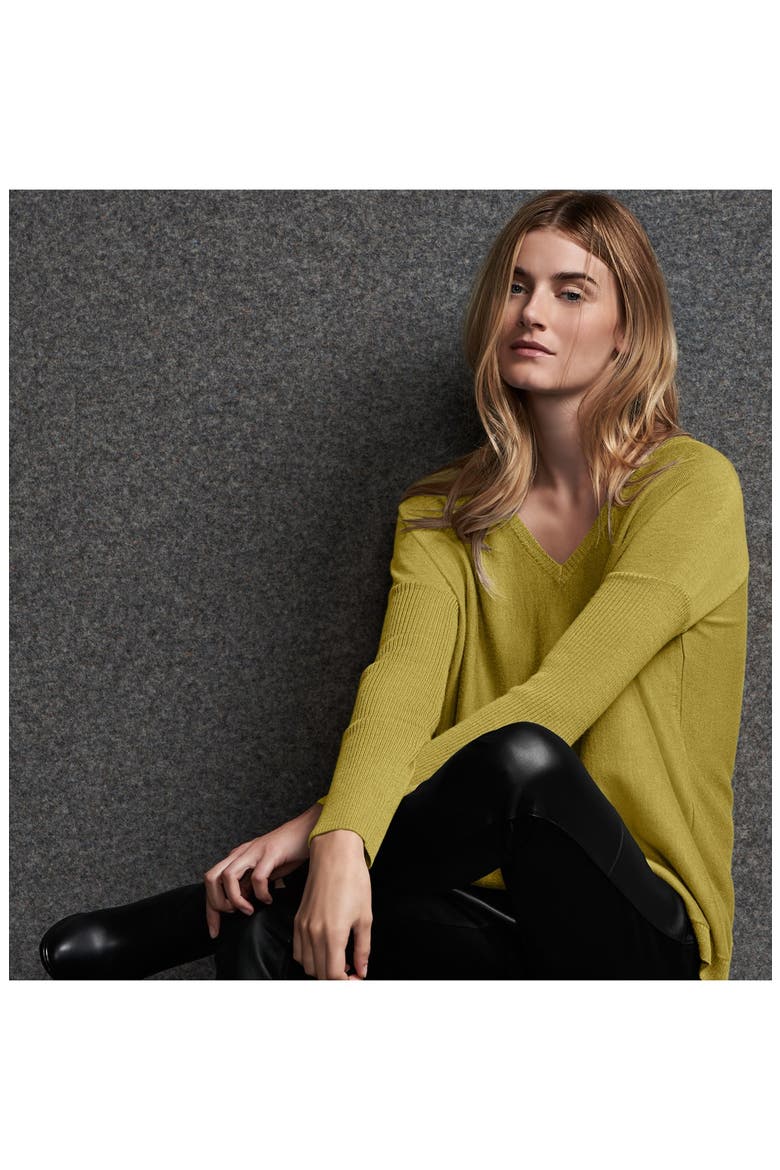 Ribbed Sleeve Merino V-Neck Tunic, Alternate, color, CHARCOAL