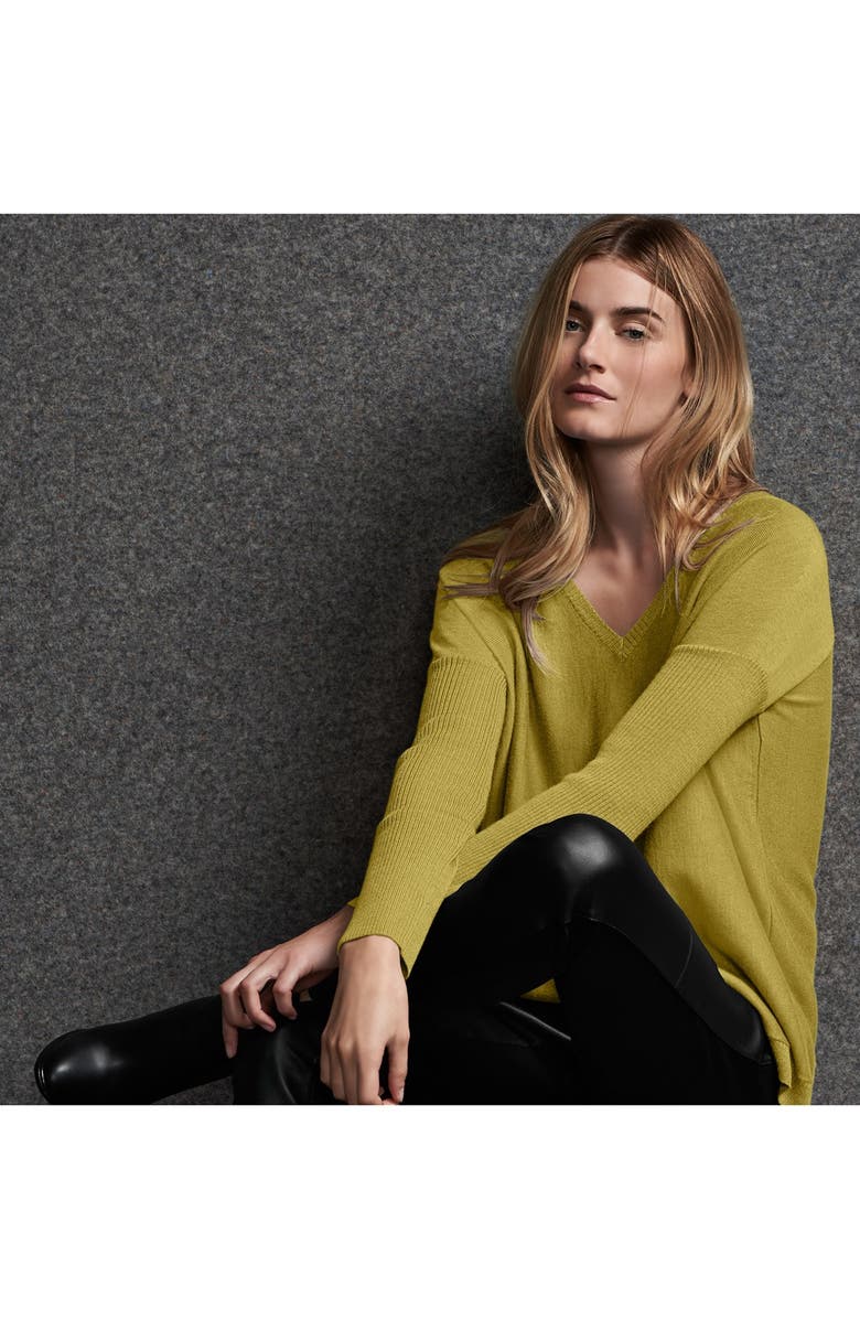 Eileen Fisher Ribbed Sleeve Merino V-Neck Tunic, Alternate, color, 