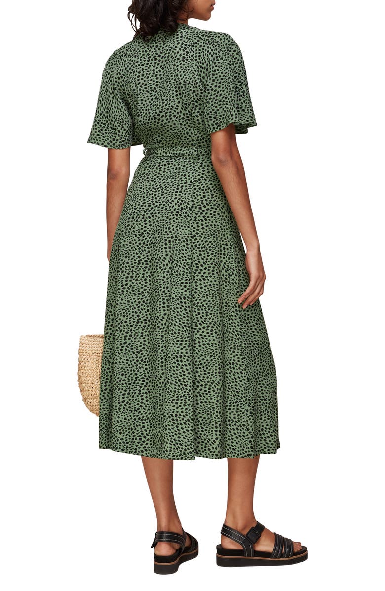 Whistles Anita Spotted Animal Midi Dress, Alternate, color,