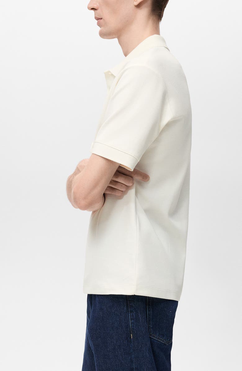 MANGO Regular Fit Cotton Pique Knit Polo, Alternate, color, White