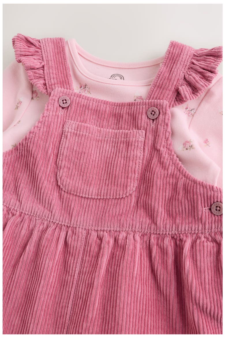 Kids' Ruffled Corduroy Dungarees & Bodysuit Set, Alternate, color, PINK